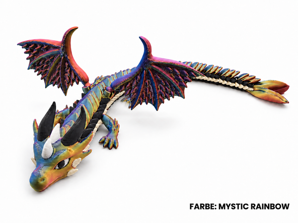 3D-Druck – Flexi Drache Aeron, der Flügelwächter | Bewegliche Drachenfigur, 30 cm