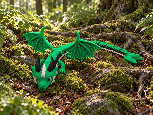 3D-Druck – Flexi Drache Aeron, der Flügelwächter | Bewegliche Drachenfigur, 30 cm
