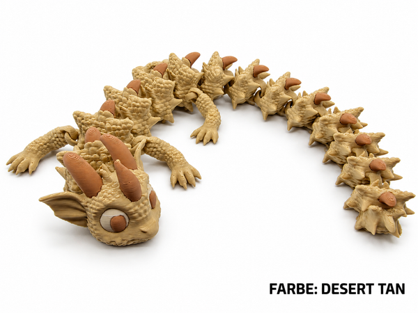3D-Druck – Flexi Drache Thorin, der Dornenwächter | Bewegliche Drachenfigur, 32 cm