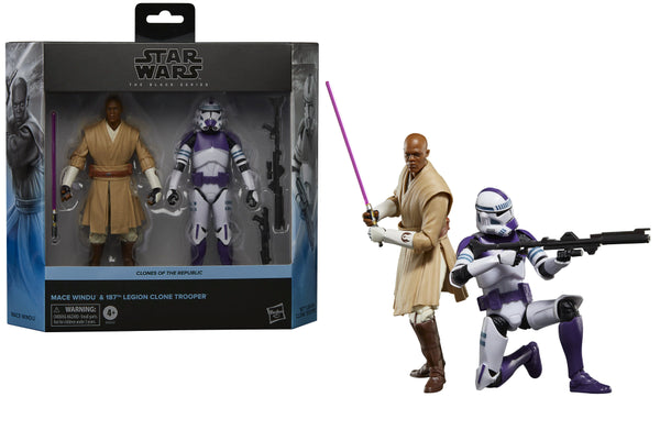 STAR WARS BLACK SERIES - CLONES OF THE REPUBLIC - MACE WINDU & 187TH LEGION CLONE TROOPER