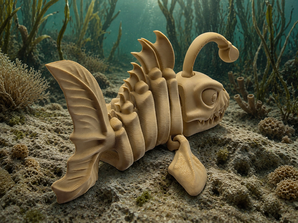 3D-Druck – Flexi Skeleton Angler Fish | Beweglicher Anglerfisch, 16,4 cm