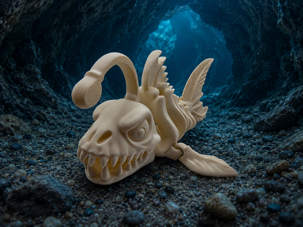 3D-Druck – Flexi Skeleton Angler Fish | Beweglicher Anglerfisch, 16,4 cm