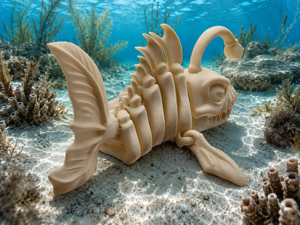 3D-Druck – Flexi Skeleton Angler Fish | Beweglicher Anglerfisch, 16,4 cm