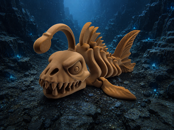 3D-Druck – Flexi Skeleton Angler Fish | Beweglicher Anglerfisch, 16,4 cm