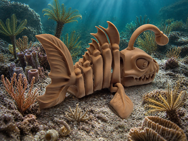 3D-Druck – Flexi Skeleton Angler Fish | Beweglicher Anglerfisch, 16,4 cm