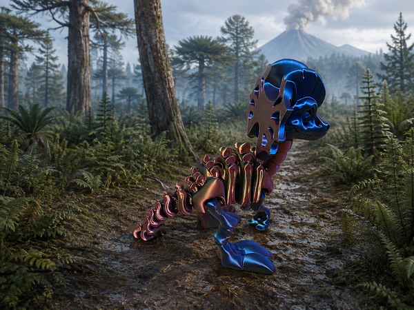 3D-Druck – Flexi Skeleton Dilophosaurus | Bewegliche Dinosaurierfigur, 16 cm