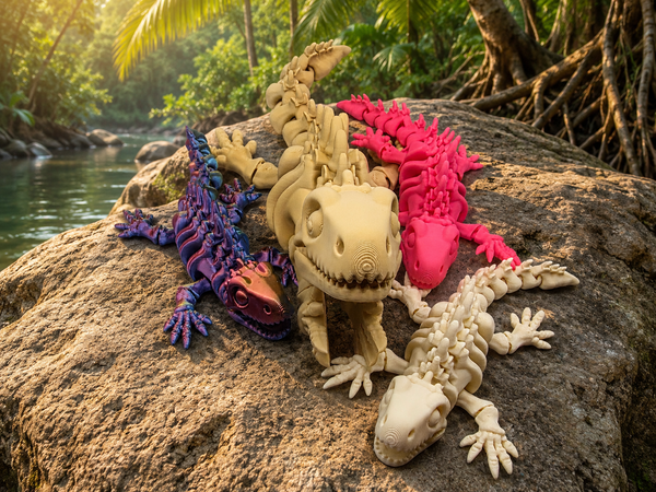 3D-Druck – Flexi Skeleton Iguana | Bewegliche Leguan Figur, 13 oder 21 cm