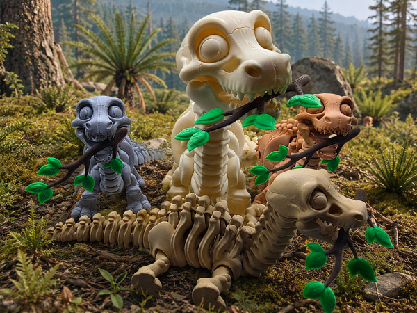 3D-Druck – Flexi Skeleton Soriatitan mit Ast | Bewegliche Dinosaurierfigur