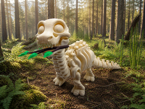 3D-Druck – Flexi Skeleton Soriatitan mit Ast | Bewegliche Dinosaurierfigur