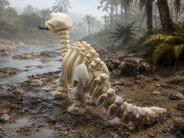 3D-Druck – Flexi Skeleton Soriatitan mit Ast | Bewegliche Dinosaurierfigur