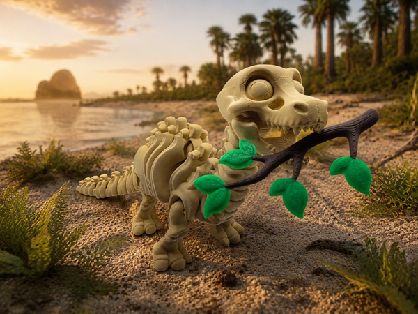 3D-Druck – Flexi Skeleton Soriatitan mit Ast | Bewegliche Dinosaurierfigur
