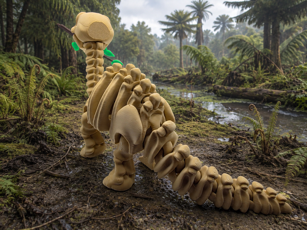 3D-Druck – Flexi Skeleton Soriatitan mit Ast | Bewegliche Dinosaurierfigur