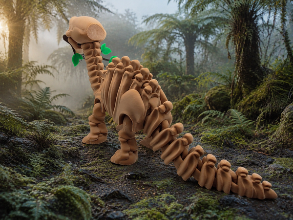 3D-Druck – Flexi Skeleton Soriatitan mit Ast | Bewegliche Dinosaurierfigur