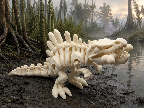 3D-Druck – Flexi Skeleton Spinosaurus mit Knochen | Bewegliche Dinosaurierfigur