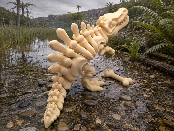 3D-Druck – Flexi Skeleton Spinosaurus mit Knochen | Bewegliche Dinosaurierfigur