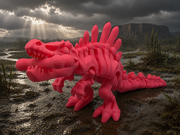 3D-Druck – Flexi Skeleton Spinosaurus mit Knochen | Bewegliche Dinosaurierfigur