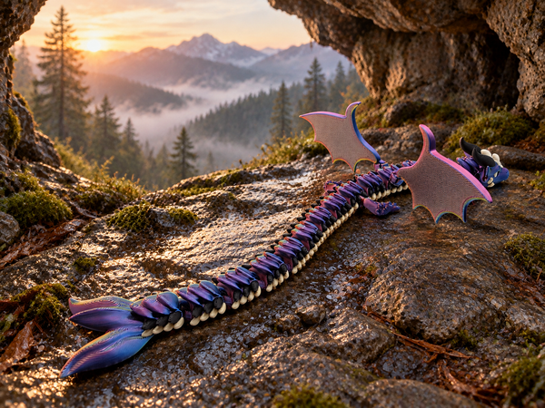 3D-Druck – Flexi Drache Aeron, der Flügelwächter | Bewegliche Drachenfigur, 30 cm