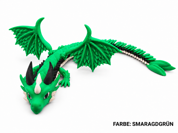 3D-Druck – Flexi Drache Aeron, der Flügelwächter | Bewegliche Drachenfigur, 30 cm
