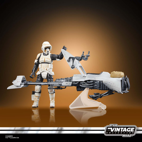 STAR WARS THE VINTAGE COLLECTION - THE MANDALORIAN - SPEEDER BIKE WITH SCOUT TROOPER & GROGU