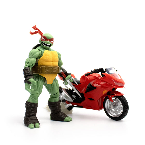 TEENAGE MUTANT NINJA TURTLE - BST AXN - RAPHAEL WITH MOTORCYCLE (13CM)