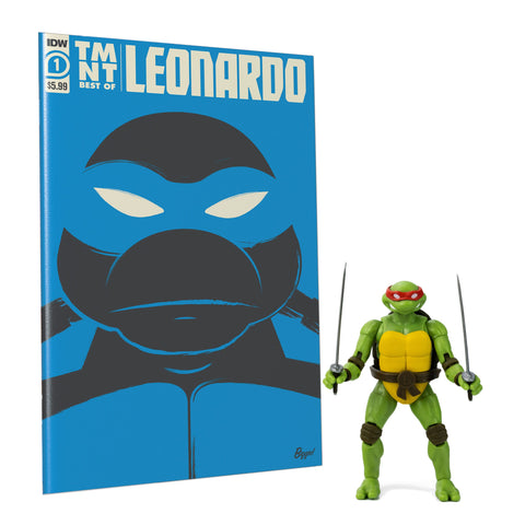 TEENAGE MUTANT NINJA TURTLE - BST AXN - IDW ACTIONFIGUR & COMIC LEONARDO EXCLUSIVE (13CM)